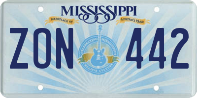 MS license plate ZON442