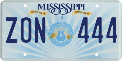MS license plate ZON444