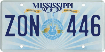 MS license plate ZON446