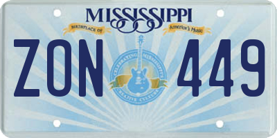 MS license plate ZON449