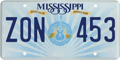MS license plate ZON453