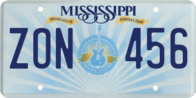 MS license plate ZON456