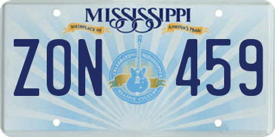 MS license plate ZON459