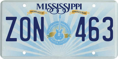 MS license plate ZON463
