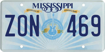 MS license plate ZON469