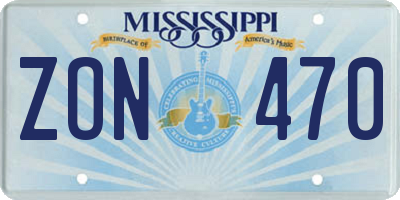 MS license plate ZON470