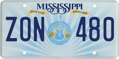 MS license plate ZON480