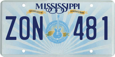 MS license plate ZON481