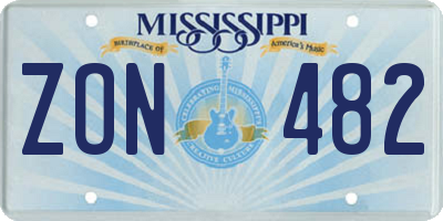 MS license plate ZON482