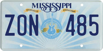 MS license plate ZON485