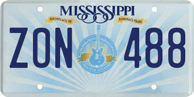MS license plate ZON488