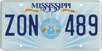 MS license plate ZON489