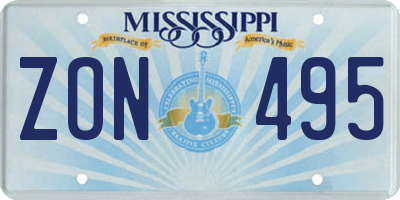 MS license plate ZON495