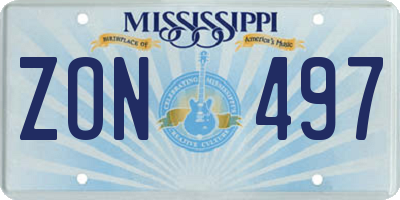 MS license plate ZON497