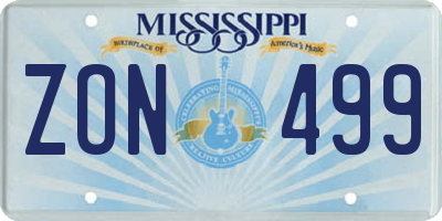 MS license plate ZON499