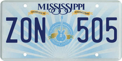 MS license plate ZON505