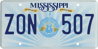 MS license plate ZON507