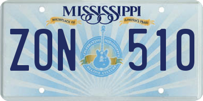 MS license plate ZON510