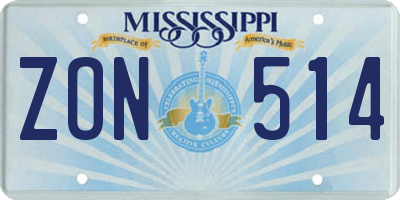 MS license plate ZON514