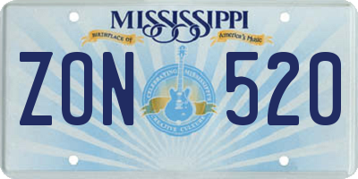 MS license plate ZON520