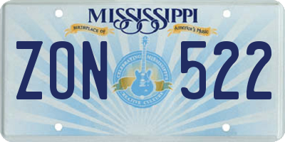MS license plate ZON522
