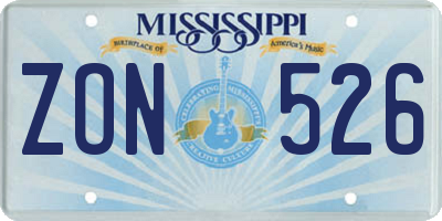 MS license plate ZON526