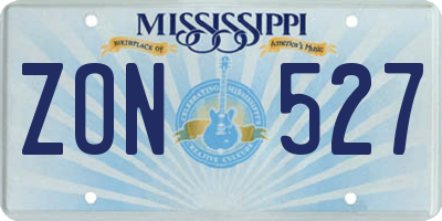 MS license plate ZON527