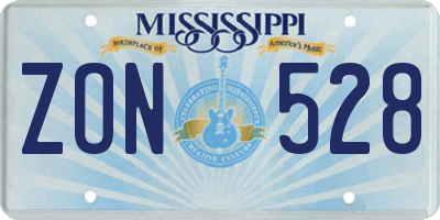 MS license plate ZON528