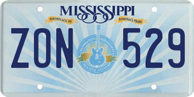 MS license plate ZON529