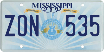 MS license plate ZON535