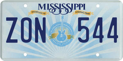MS license plate ZON544