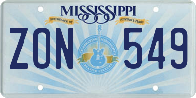 MS license plate ZON549