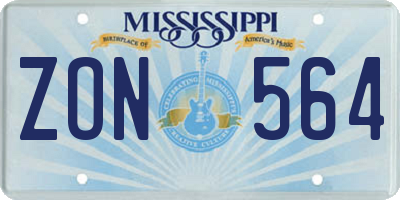 MS license plate ZON564