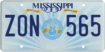 MS license plate ZON565