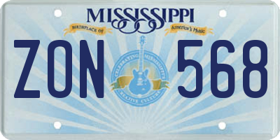 MS license plate ZON568