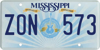 MS license plate ZON573