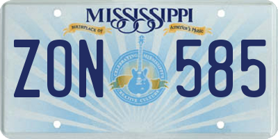 MS license plate ZON585