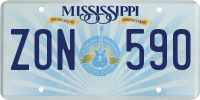 MS license plate ZON590