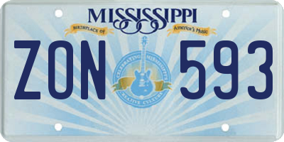 MS license plate ZON593