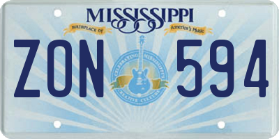 MS license plate ZON594