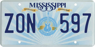 MS license plate ZON597