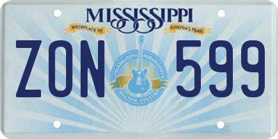 MS license plate ZON599