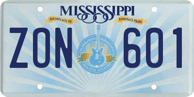 MS license plate ZON601