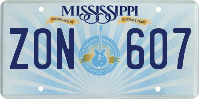 MS license plate ZON607