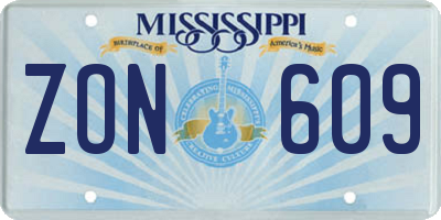MS license plate ZON609