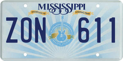 MS license plate ZON611