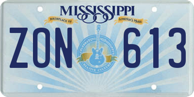 MS license plate ZON613