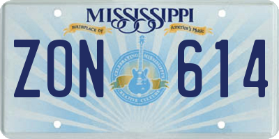 MS license plate ZON614