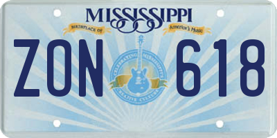 MS license plate ZON618
