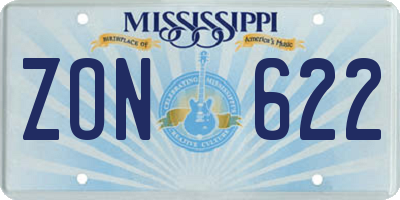 MS license plate ZON622
